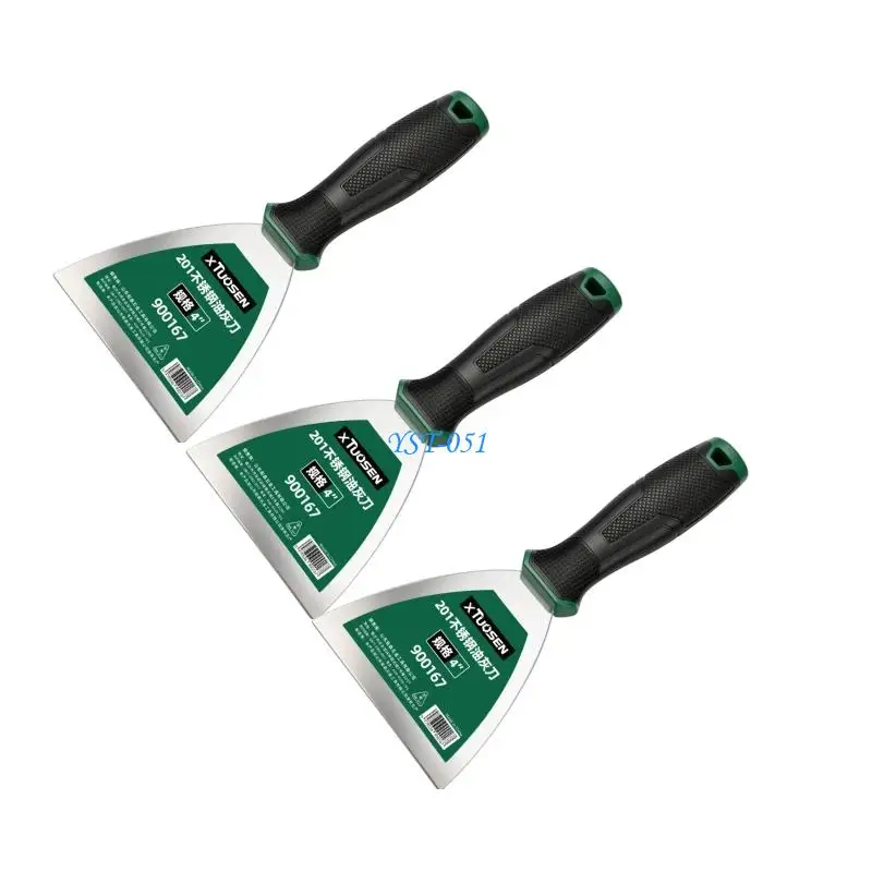 E15A 3Pcs Stainless Multiple Size Putty Blade Scrapers Blade Scraping Tool For Home