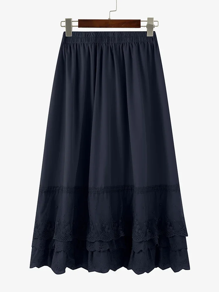 

ZANZEA 2022, женские кружевные длинные юбки с эластичной резинкой на талии, элегантные вечерние макси-низы, повседневные большие праздничные юбки с рюшами Faldas Saia