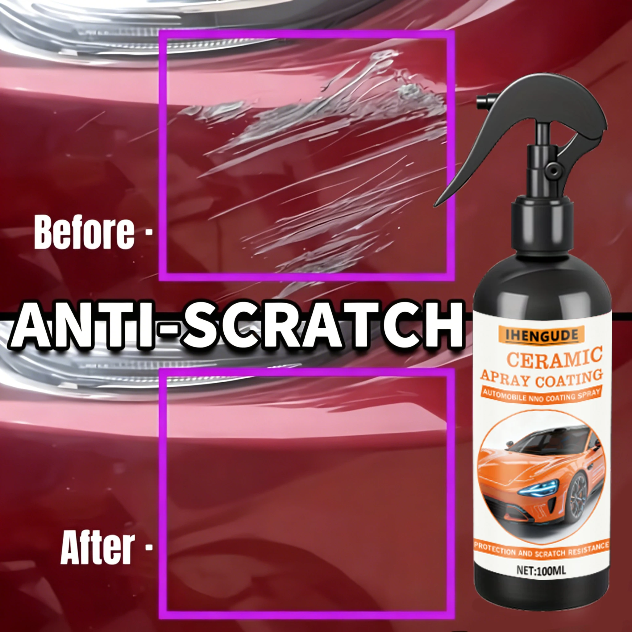 Ceramic Spray Coating |   Nano Car Paint Protection and Scratch Repair Spray, Easy to Use, Long-Lasting, Wind-Resistant.