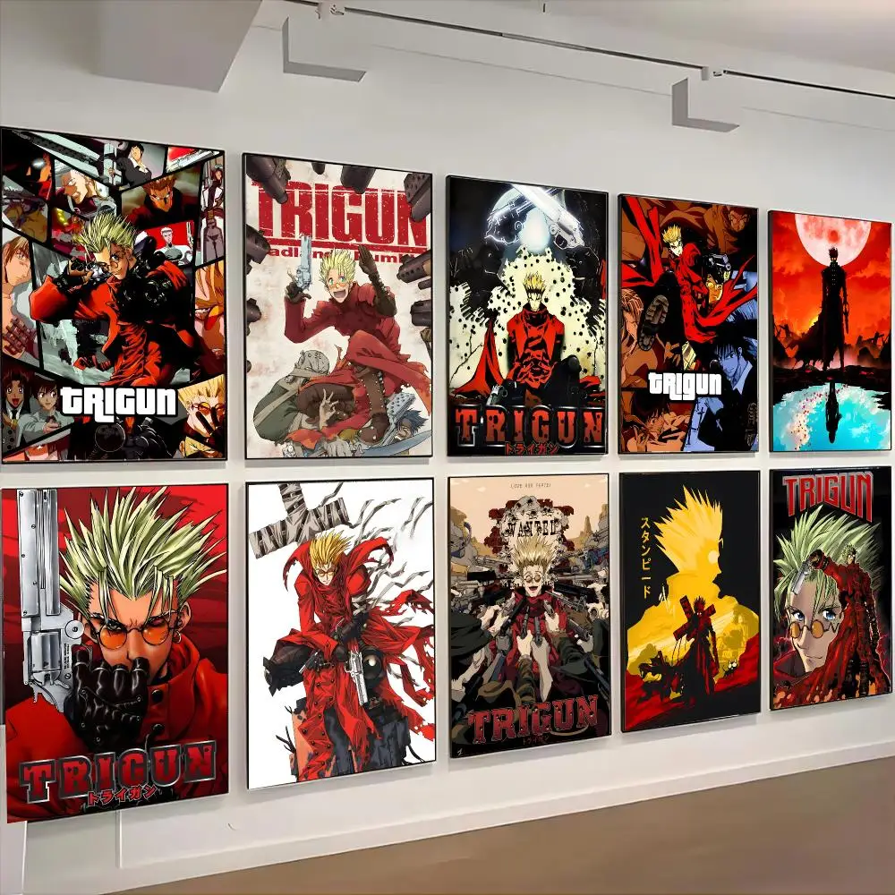 Trigun Anime Vintage Poster Self-adhesive Living Room Bedroom Party Bar Decor Moisture-proof Fade-resistant