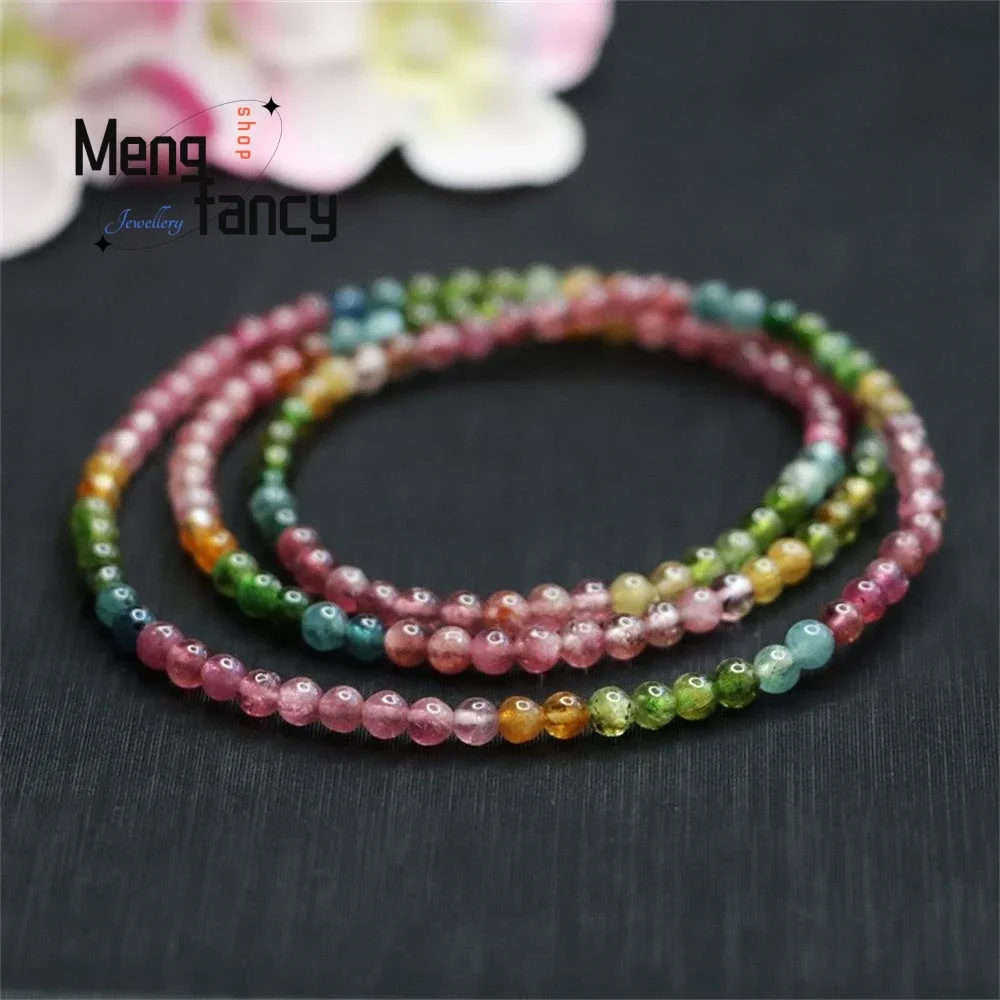 Natural Tourmaline Exquisite Elegant Simple High-grade Bracelet Rainbow Brazilian Crystal Gemstone Popular Fashion Fine Jewelry