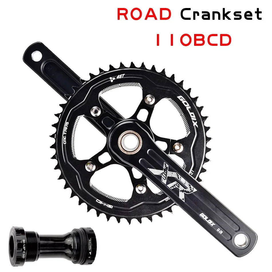 Bike Crankset 170/172.5/175mm Crank Narrow Wide 110BCD Chainring 38-58T 9-12 Speed Road Folding Bike Crankset For SRAM SHIMANO