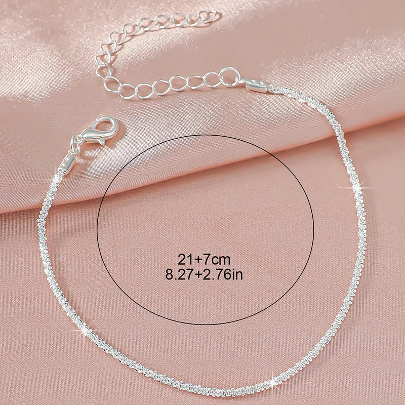 Sparkling Silver Color Twisted Chain Anklet with Storage Pouch
