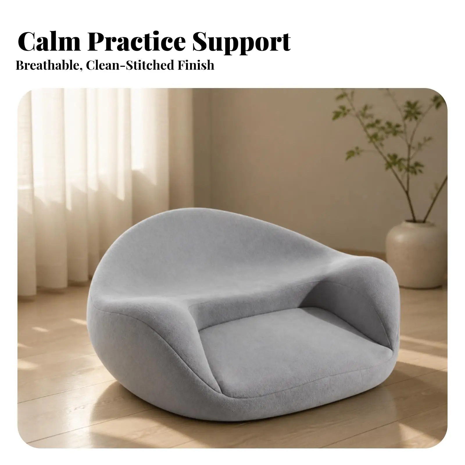 Comfortable Meditation Cushion with Backrest Memory Foam Filling Supportive Floor Pillow for Zen Practice