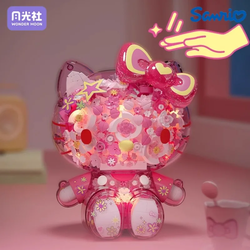 Hello Kitty Flower Cluster Assemblaggio Blocchi di costruzione Sanrio Grande Kawaii Anime Giocattolo Modello Ornamenti per il desktop Regalo di festa per bambini