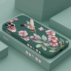 Bird Flower Pattern Case For Xiaomi Redmi 10 9i 9T 9 Power 10X 10A 13C 4G 12 9C 9A 9 8 12C 10C Liquid Soft Silicone Back Cover