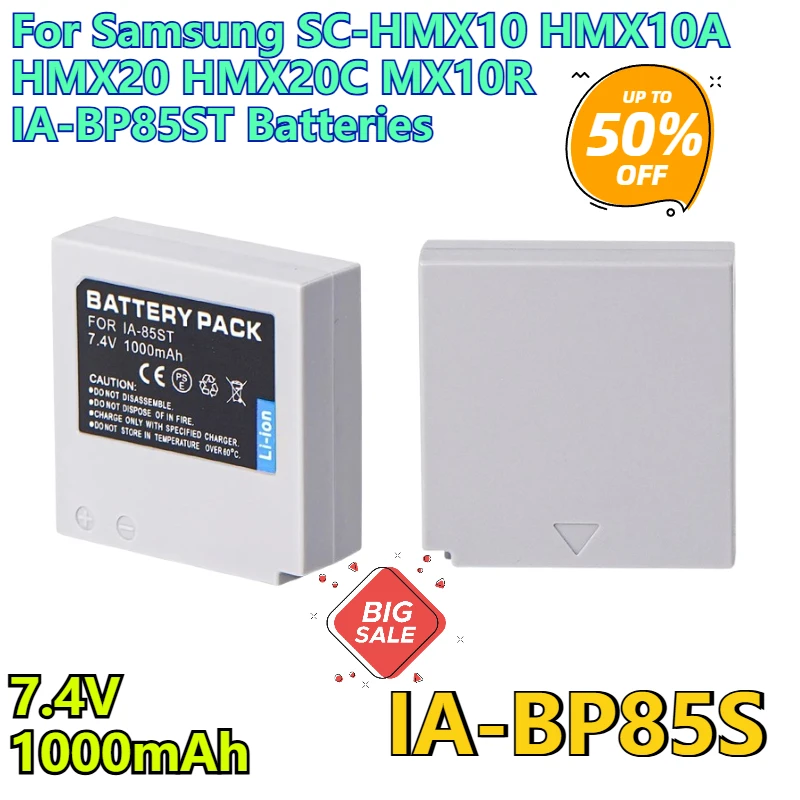 

7.4V 1000mAh Camera Batteries for Samsung SC-HMX10 HMX10A HMX20 HMX20C MX10R IA-BP85ST Batteries