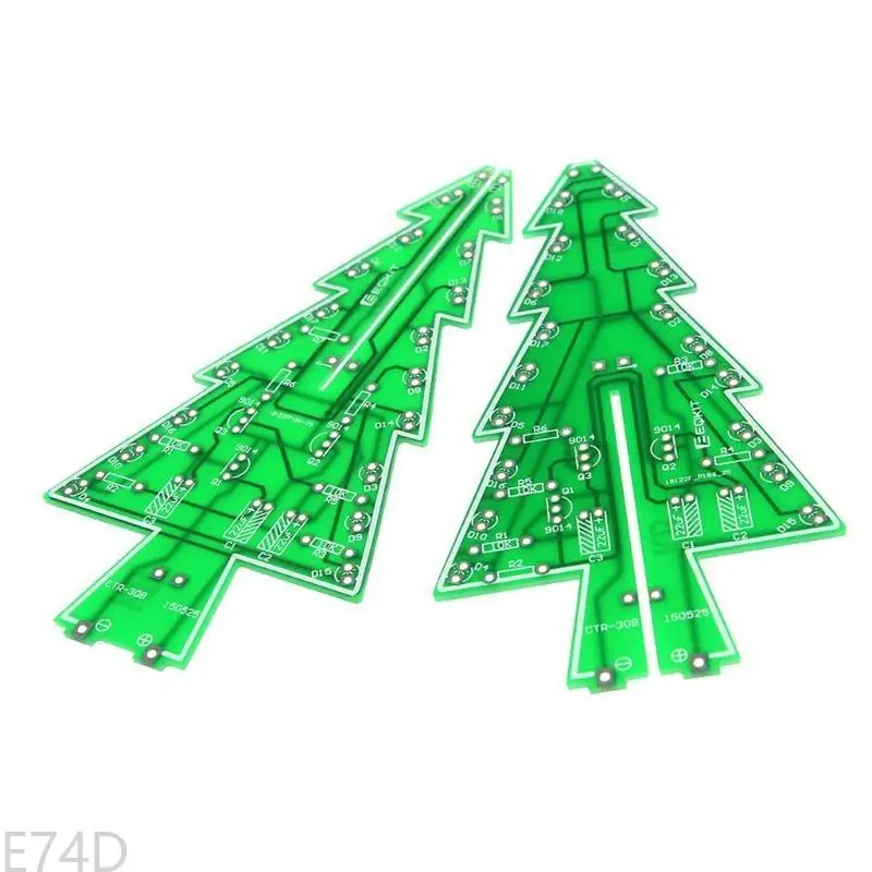 E74D 3D RGB Rotating Xmas Tree Music Christmas Tree LED Electronic Soldering Holiday