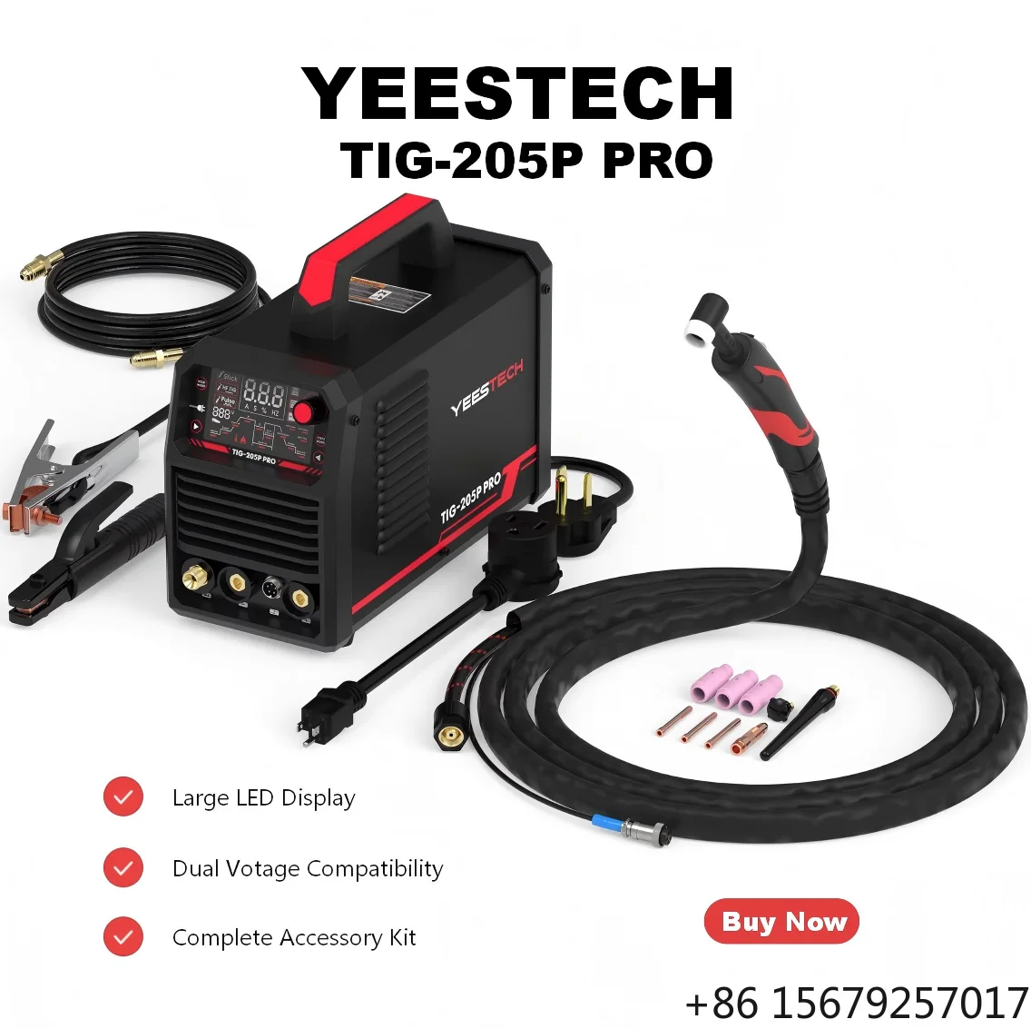YEESTECH New AC/DC TIG Welder with Pulse Large LED Display 3-in-1 Dual Voltage 110/220V 1-Year Warranty