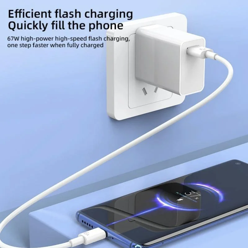 شاحن USB بقوة 33 واط للشحن السريع، شاحن حائط بقابس أوروبي/أمريكي، كابل Type C بقوة 6 أمبير لهواتف Redmi K30 K40، محول شحن سريع للهاتف.