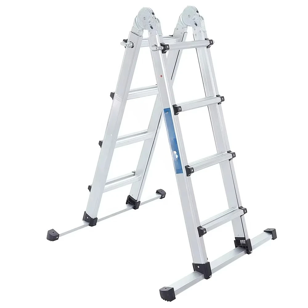 Tripod Stairs Loft Foldable Escape Telescopic Ladder Hinged Platform Workbench Triple scaffold 4X4 with stabilizer
