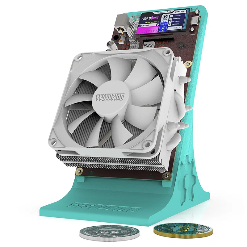 NerdQaxe++4.2~ 4.8TH/s Solo Bitcoin Miner avec puce BM1370 style support bleu