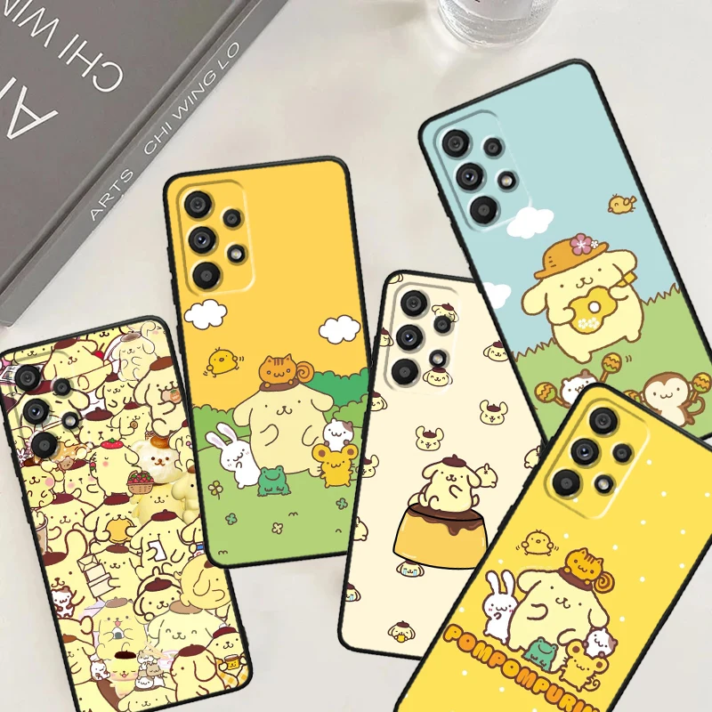 Cartoon Pom Purin Cute For Samsung Galaxy A73 A72 A55 A54 A53 A52S A34 A33 Shockproof TPU Soft Black Phone Case