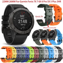 22MM 26MM Official Strap for Garmin Fenix 7X 7 6X 6 Pro 5X 5 Plus Sapphire 3HR Watch Band Quickfit Silicone Smartwatch Bracelet