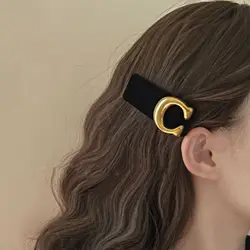 French Chic Letter Black Velvet BB Hair Clip Women Simple High Sense Letter C Wide Hair Band Hairpin Hair Rope Hair Accessories