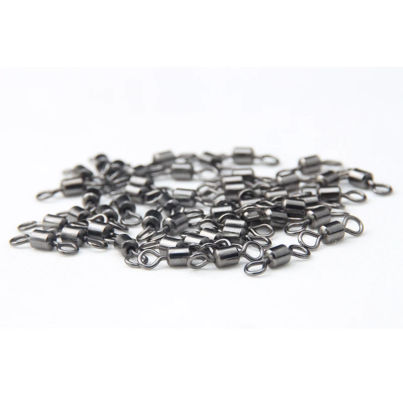 250PCS/Box Fishing Swivels Ball Bearing Swivel with Safety Snap Solid Rings Rolling Swivel for Carp Fishing Accessories