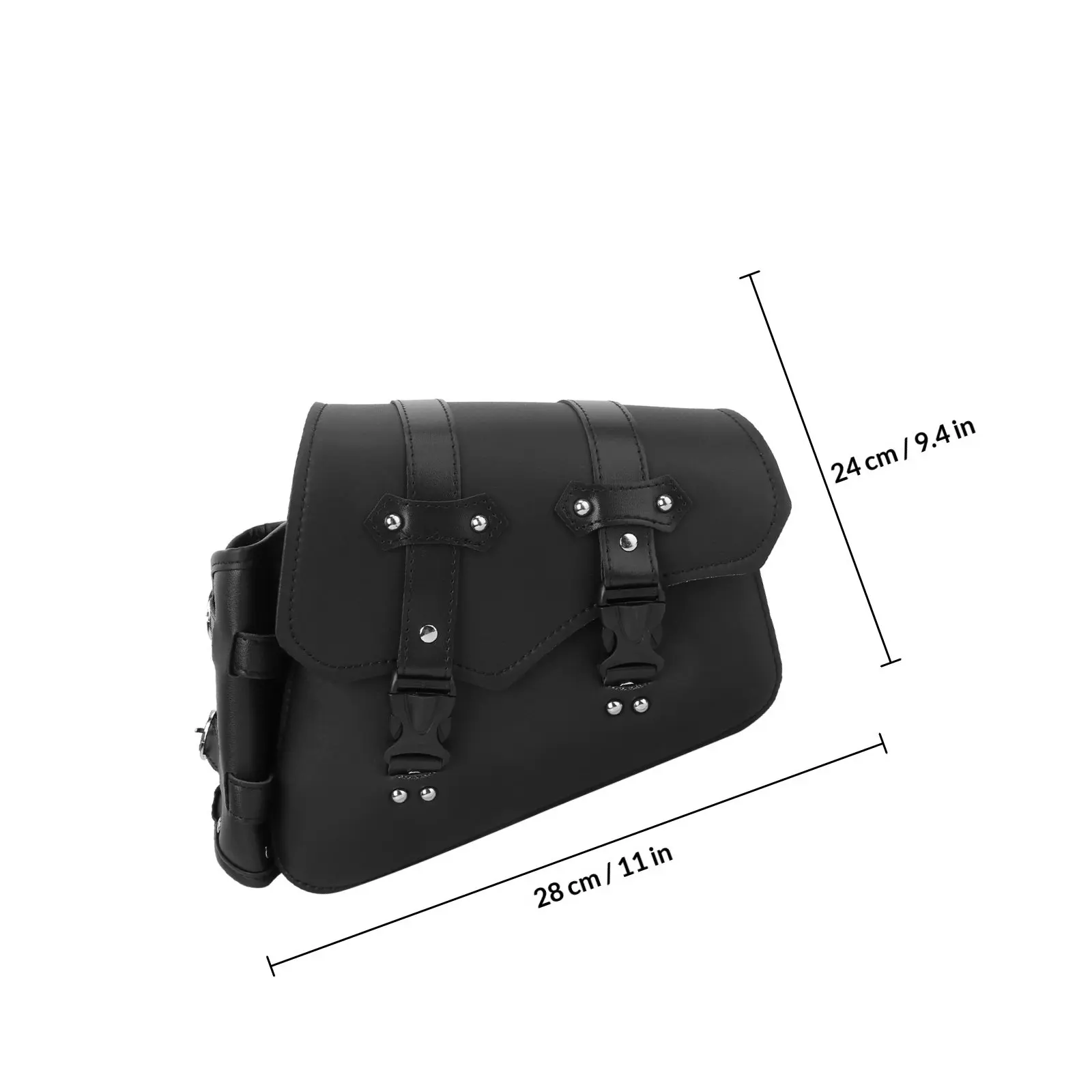 1Pcs Motorcycle Side Bag Hanging Tool Pouch Right Side PU Material Quick Release Buckle Large Capacity Swingarm Storage Black