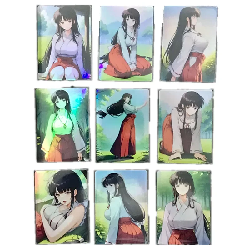 9 pçs/set cartas de anime caseiras inuyasha o mais forte miko platycodon acg sexy nu cartão brinquedo jogo presente diy cartão de coleção de quadrinhos