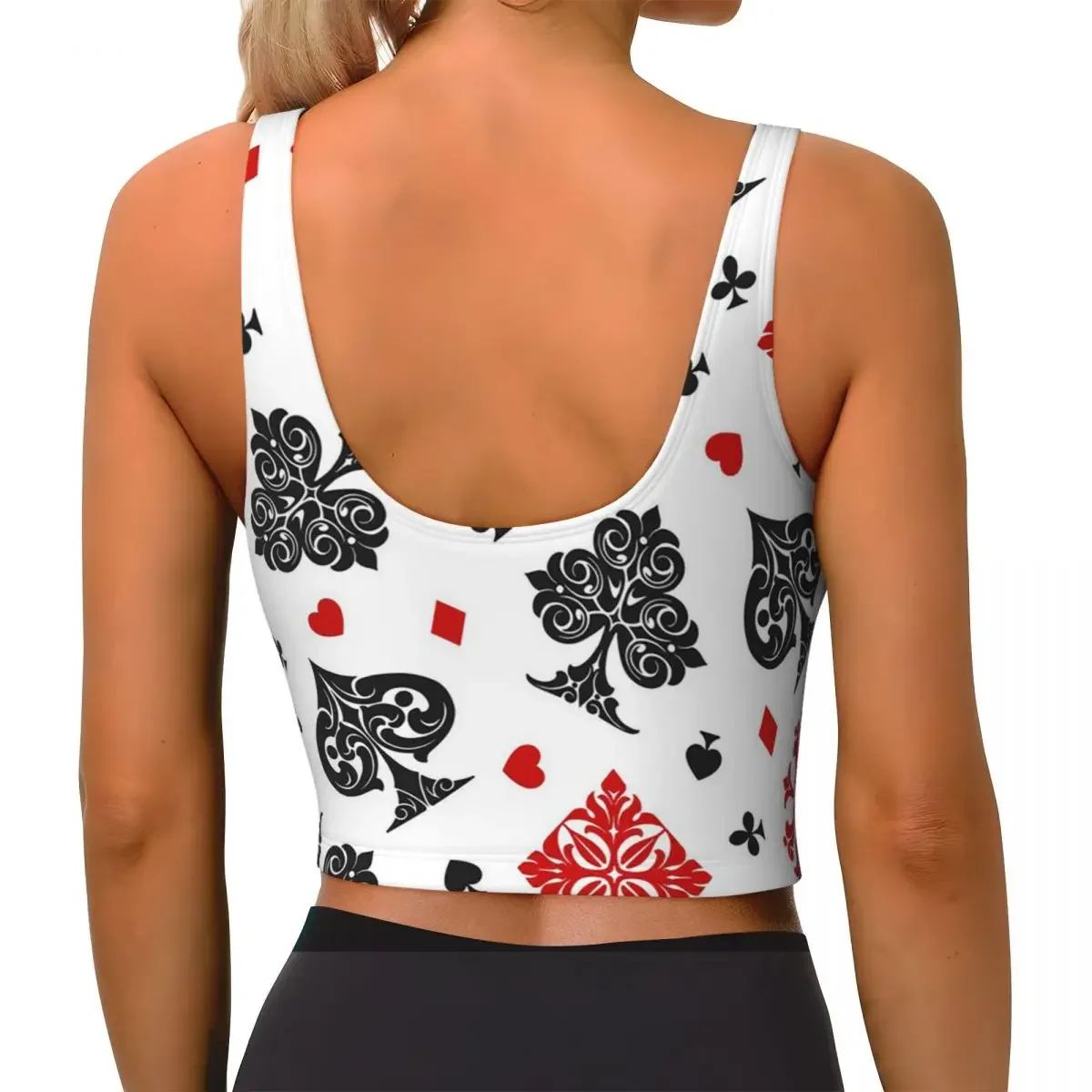 Custom Playing Card Icons Women Sports Bras High Impact Vest Gym Workout Yoga Crop Tank Top