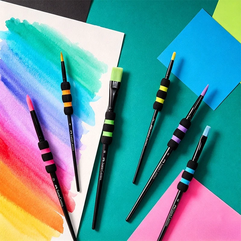 Faber Castell Watercolor Paint Brushes Set 6 Sizes Nylon Brushes Washable for Kids Students Art Drawing Graffiti DIY Craft