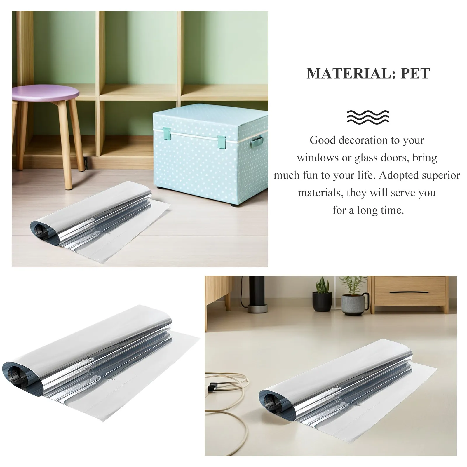 Window Privacy Film Static Cling Heat Insulation UV Blocking One Way Mirror Glass Tint for Bathroom Kitchen
