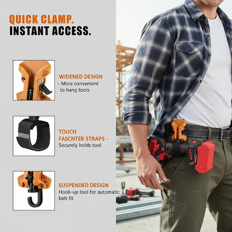 Self-Locking Drill Holder High-Hardness Quick Release Power Tool With Clip for Outdoor Construction Home Repair DIY Tasks