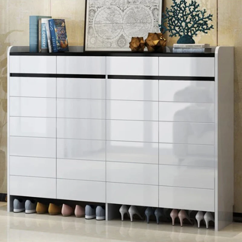 

+--Cheap Wall Shoe Rack Drawer Designs White Cabinet Organizer Storage Shoe Rack Hallway Vertical Muebles Living Room Decoration