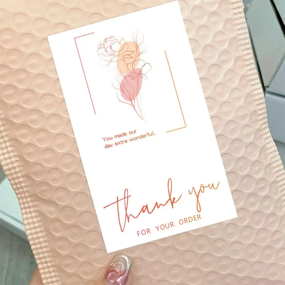 50PCS White Thank You for Your Order Stickers Commodity Packaging 5.4*9cm Flower Sealing Labels Wedding Favors - view 2