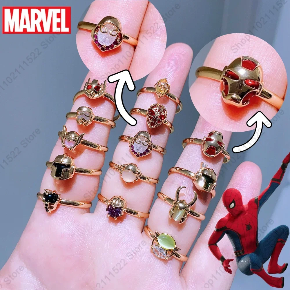 

2024 Marvel Deadpool Iron Man Zircon Ring Superhero Men's Woman Cute Ring Ring Fashion Temperament Jewelry Accessories Gifts