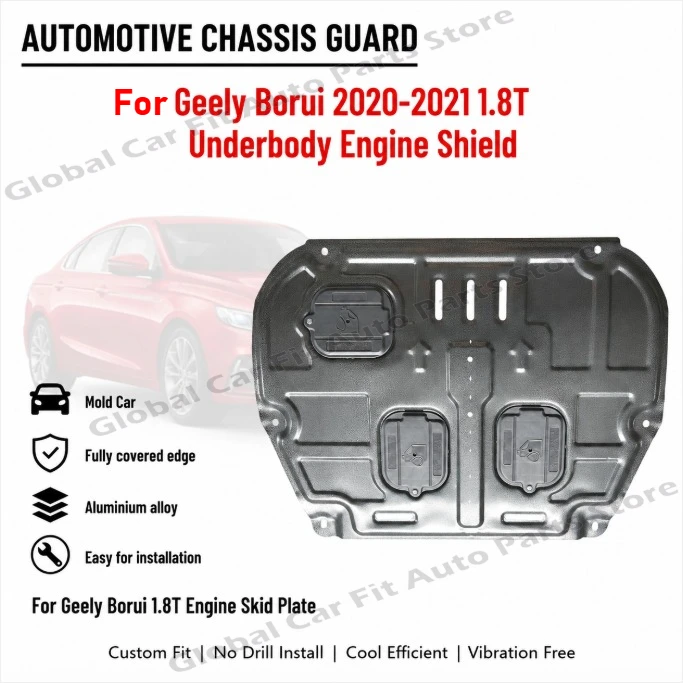 3D Custom Fit No Drilling Engine Skid Plate Under Engine Guard For Geely Borui 2020-2021 1.8T Durable Anti-Collision Mudproof