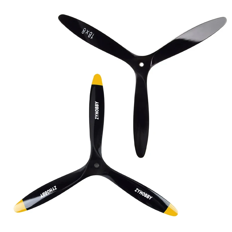 FLT 3-blade 14/15/16/17/18/20/21 inch Black +Yellow Beech Wooden Propellers Suitable For Remote Controlled Aircraft