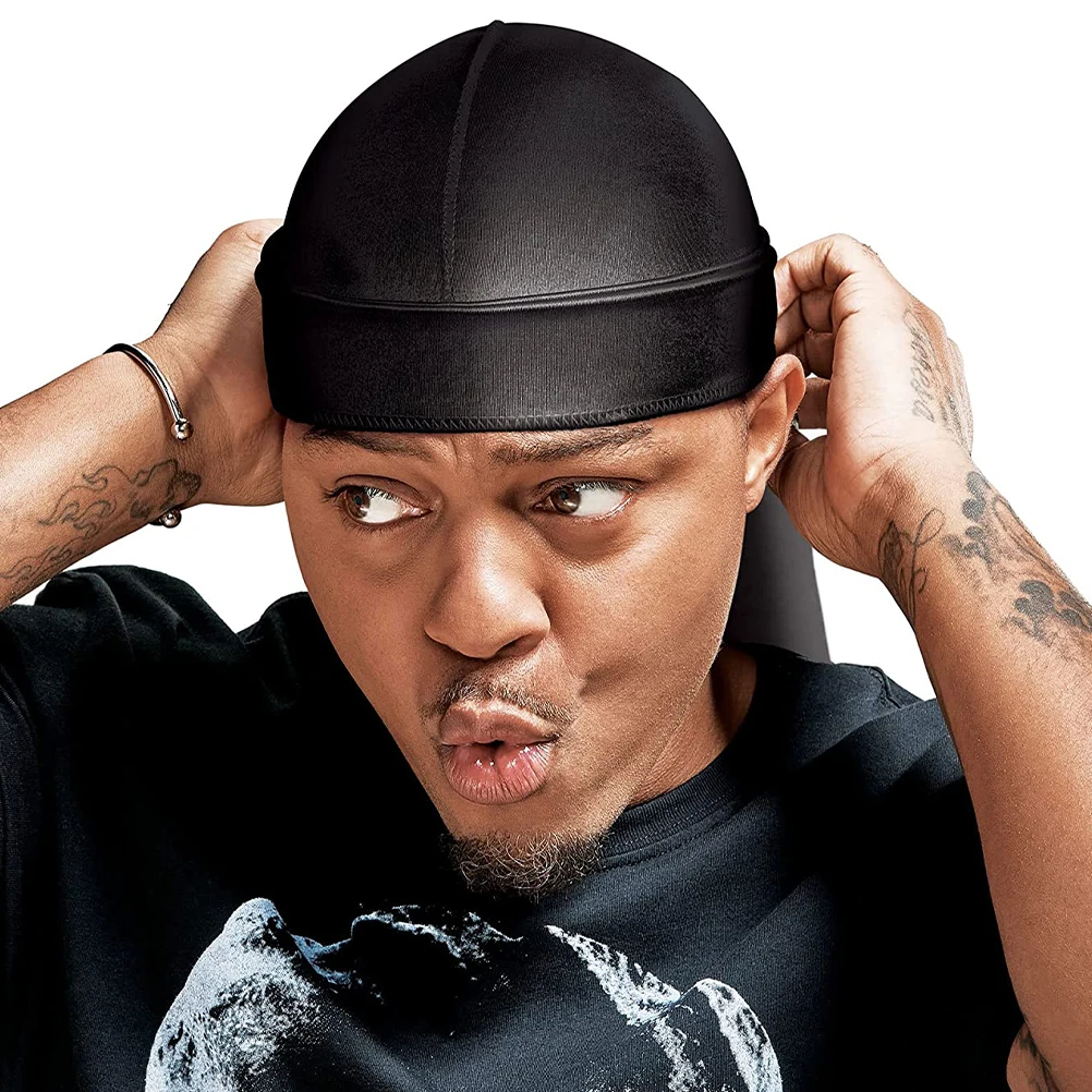 

Satin Durag Tail Wrap Elastic Durags Headdress Black Silk Durags Silk Durag Headdress Sleep Hat Turbans Running Cap