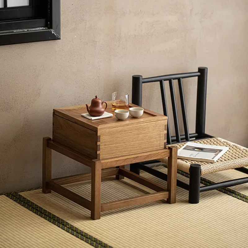 Solid Wood  Small Tea Table Bay Window Table Coffee  Japanese Balcony Teak Small Tea Table Outdoor