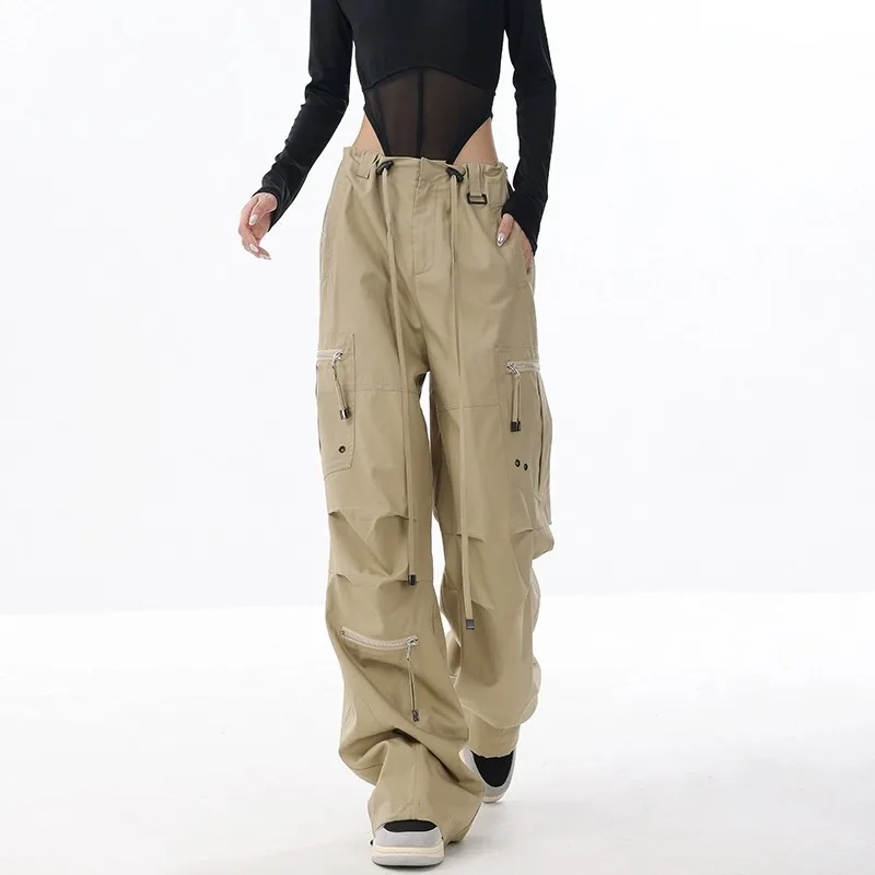 

2024 Early Autumn New Wide Leg Work Pants, Women's Large Pocket Design, Loose Leg Tight Pants, Trendy Pants