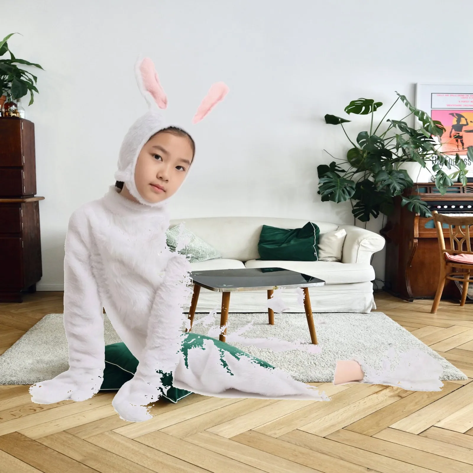 furry-animal-costume-for-child-soft-polyester-hare-onesie-with-hood-and-attached-paws