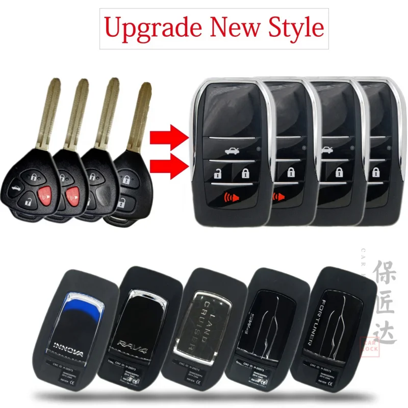 Baojiangdd fit for Toyota Innova RAV4 Hilux GR Camry Yaris SW4 Fortuner landcruise Corolla modified remote upgrade key Shell