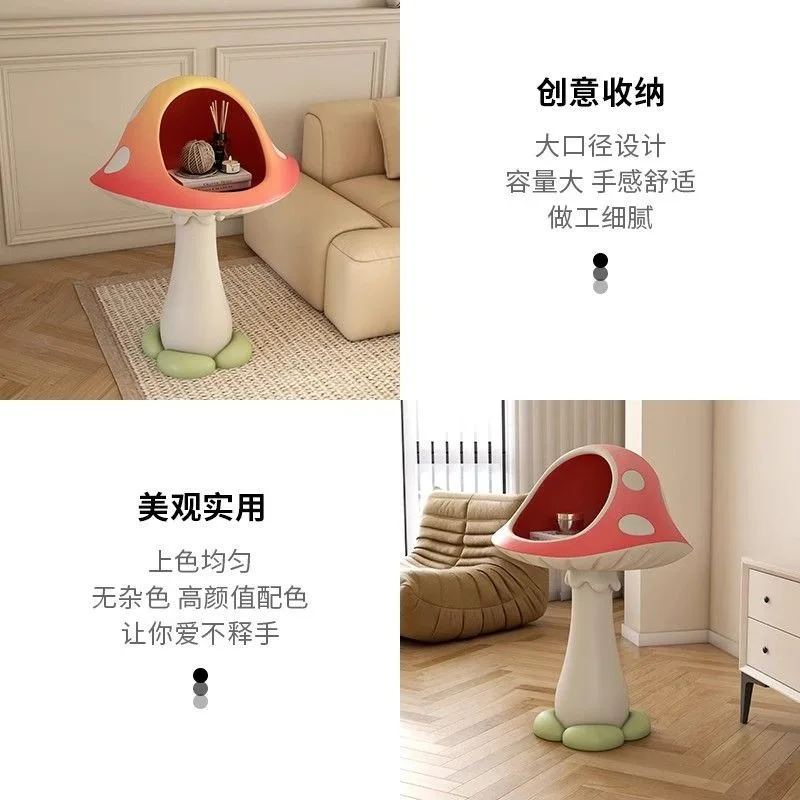 Floor-to-ceiling large ornaments next to the TV cabinet, creamy cute mushroom home furnishing living room decorations,