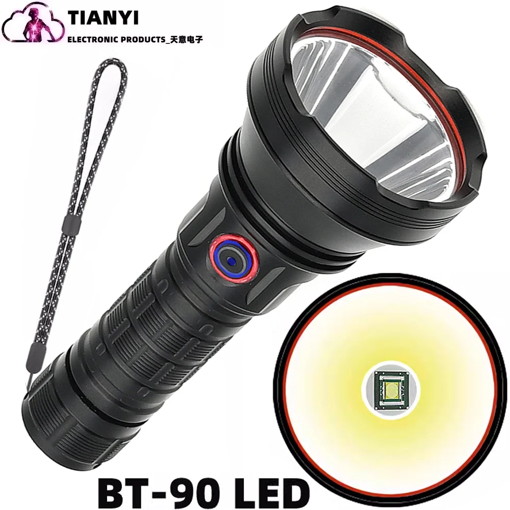 Outdoor weiß Laser starkes Licht Taschenlampe BT90 Aufladen Hochleistungs-tragbare Aluminium legierung wasserdichte Typ-C-Lade-LED