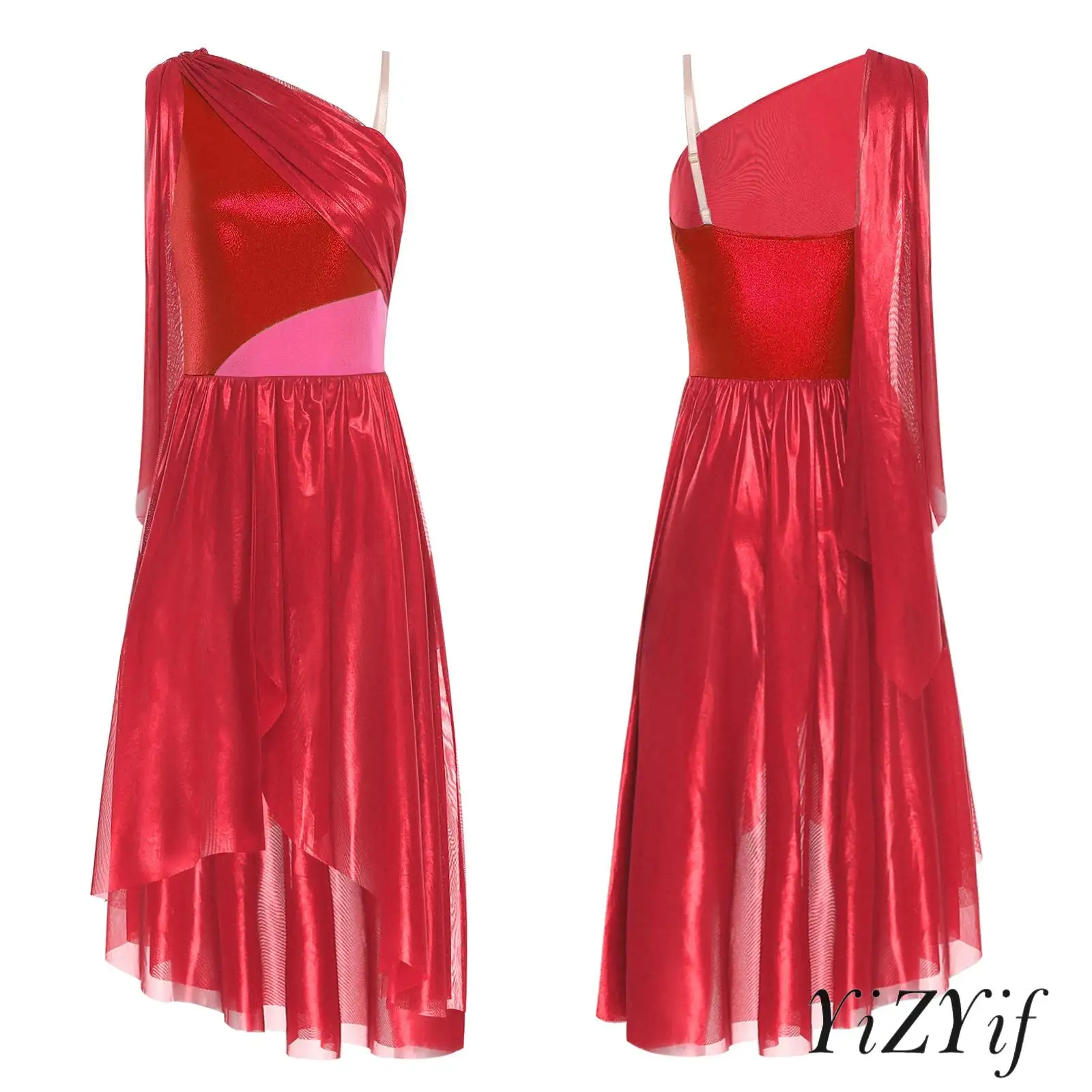 

‌Womens Sleeveless Ballet Tulle Dress Ruffled Bodice Stretchy Built-in Briefs for Lyrical Modern Dance Competitions Dancewear