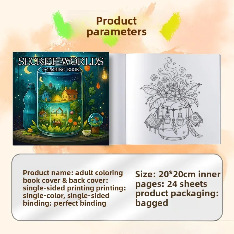 Magical Secret Mini World Coloring Book Whimsical Jar Tiny Cottage Nature Scene Art Gift For Teens Women Relax Meditation