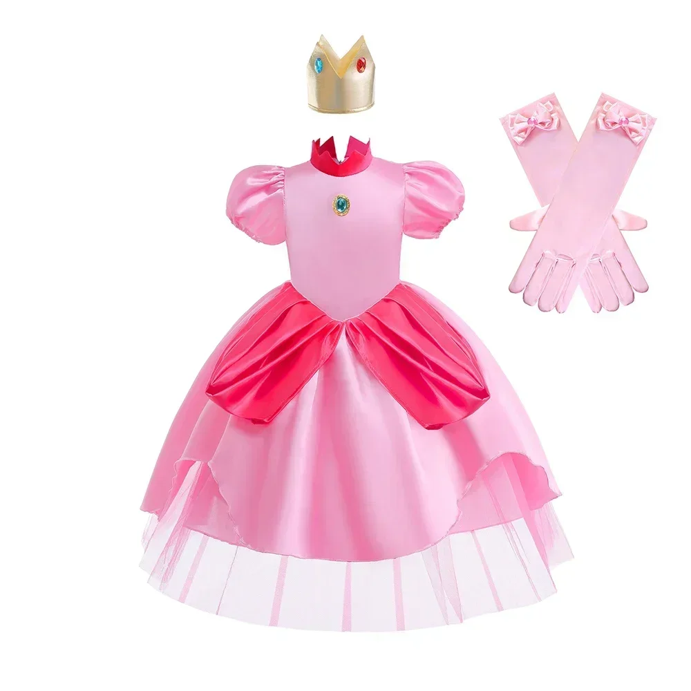 

Toadstool Peach Dress Cosplay Costume Children Party Stage Performance Princess Dress