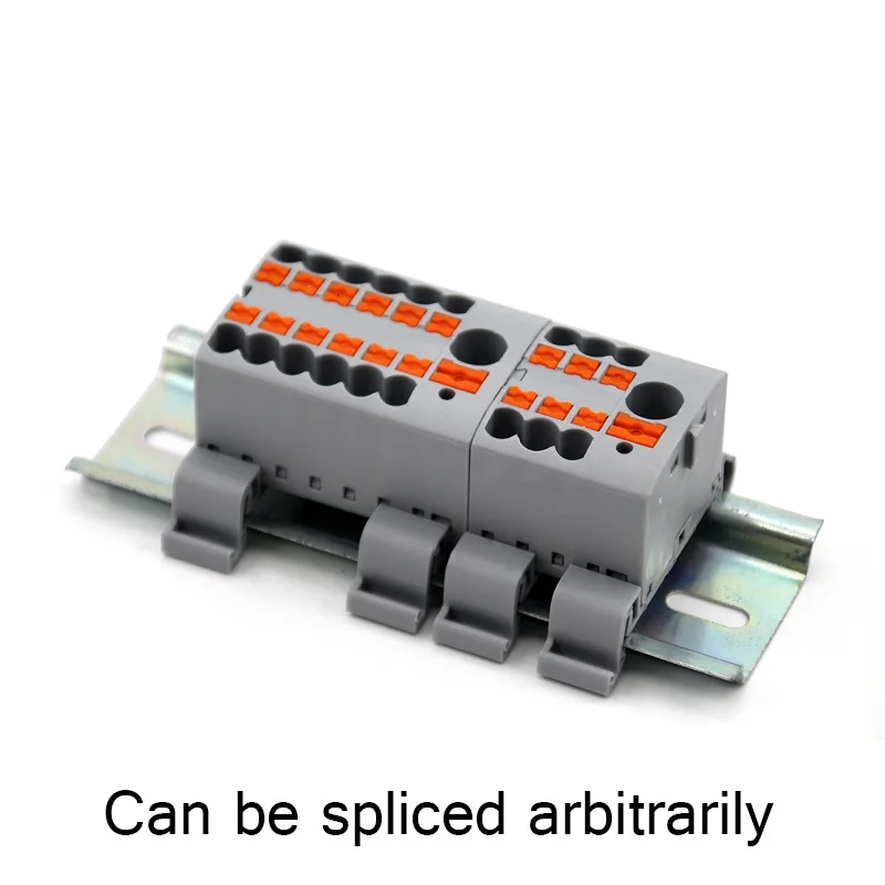 1PC 225 Series Terminal Block One In Multiple Out Wire Electrical Connectors Plug-in Spliceable Splitter Guide Rail Junction Box