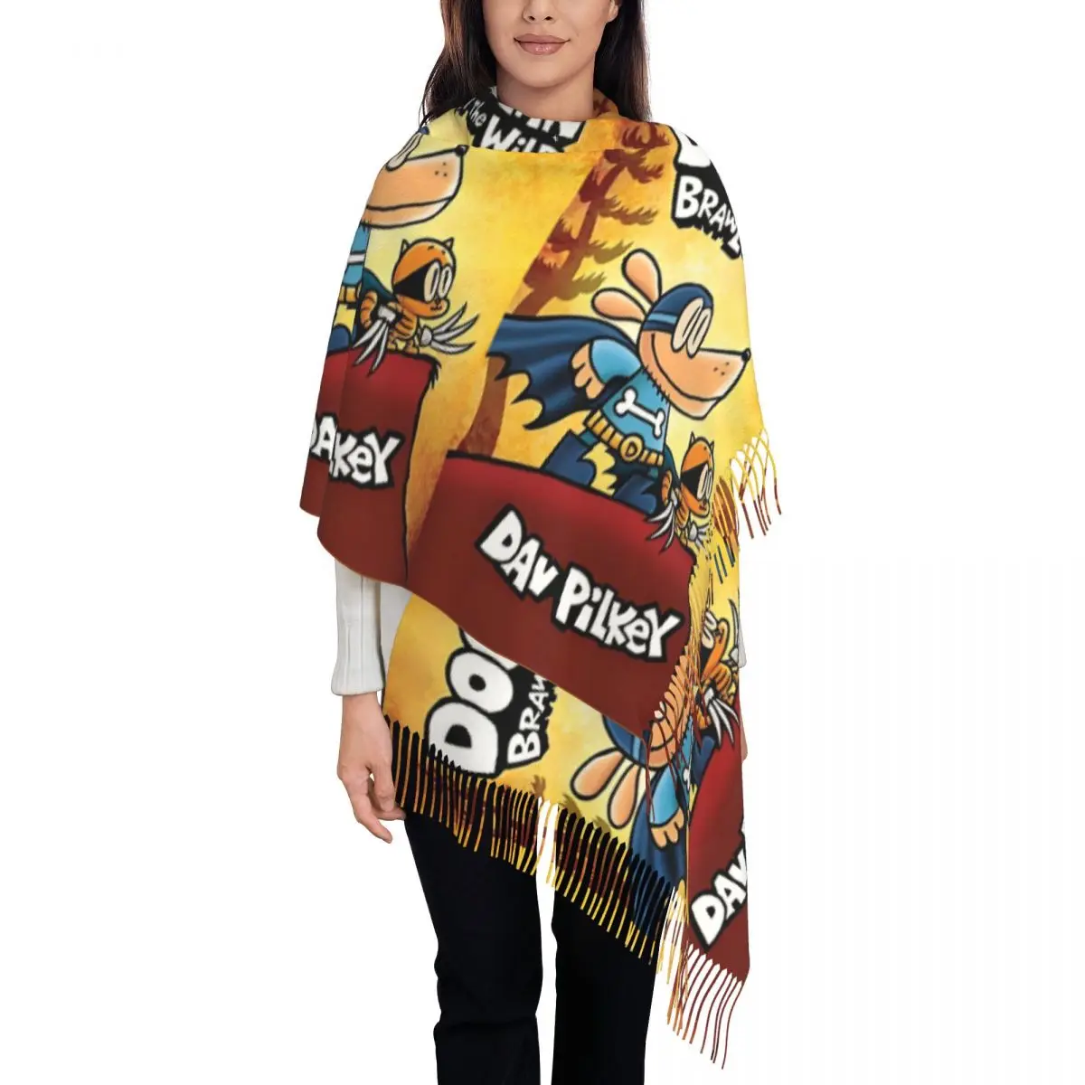 

Шарф с забавным принтом собаки и мужчины по индивидуальному заказу, женские и мужские зимние теплые шарфы, шали Brawl of The Wild, накидки