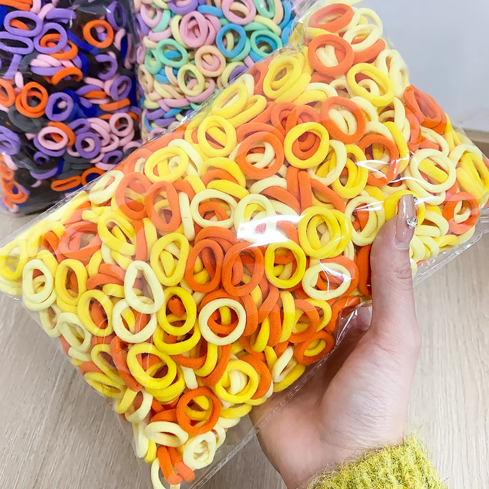 100PCS Colorful Basic Nylon Ealstic Hair Ties for Girls Ponytail Hold Scrunchie Rubber Band Kid Fashion Hair Accessories