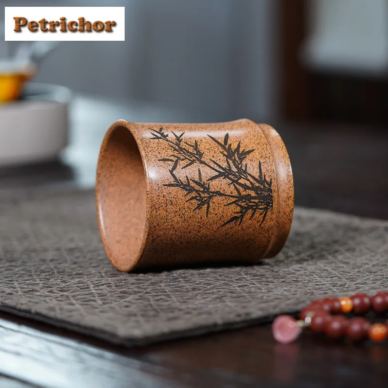 225 مللي Yixing Zisha الخزف الذي يحرك الخشب الخيزران فنجان الشاي الإبداعية وعاء الشاي أكواب واحدة تذوق الشاي كوب شخصي Jianzhan كوب رئيسي