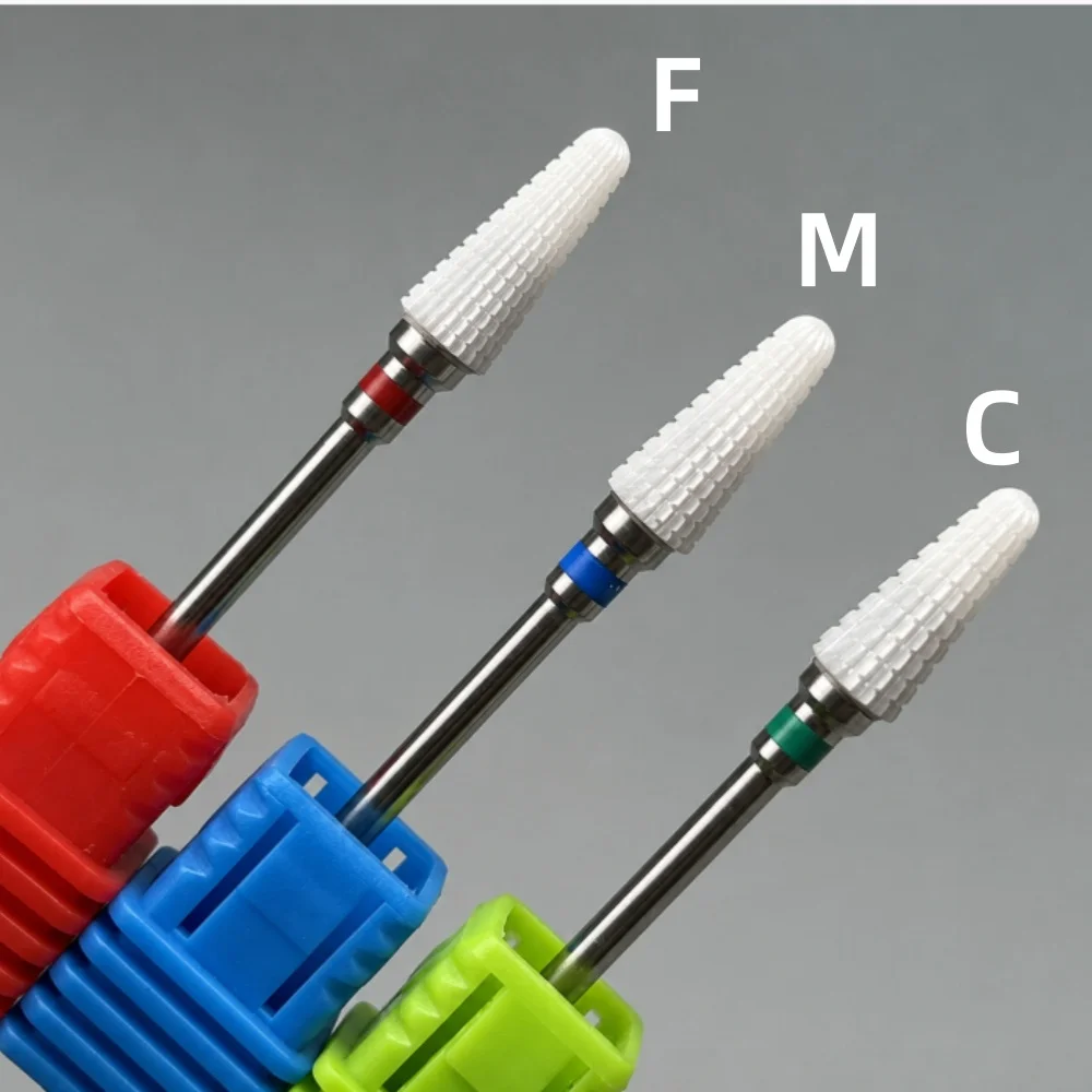 New 5-in-1 Ceramic Nail Drill Bit Tapered Round Top Nail Bit for Gel Removal, Cuticle Cleaning and Nail Art Tool