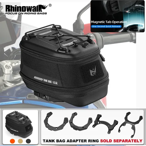 Imagen 1 del producto Bolsa magnética para tanque de motocicleta Rhinowalk, impermeable, de liberación rápida, para Yamaha, BMW, Honda, Ducati, CFMOTO, KTM