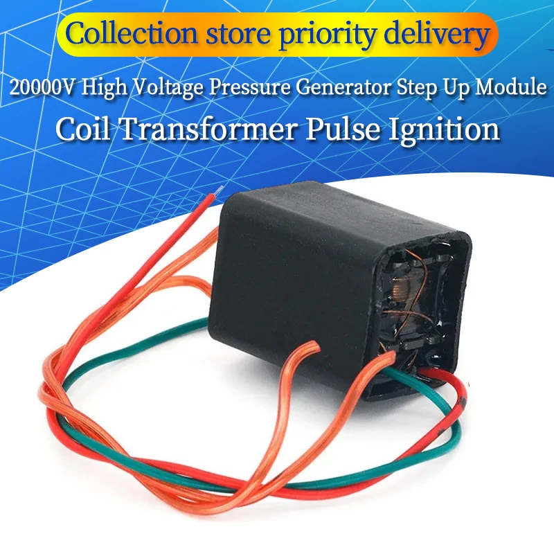 20KV 20000V High Voltage Pressure Generator Igniter Step Up Boost Module Coil Transformer Pulse Ignition 1.5A DC 3.6-6V