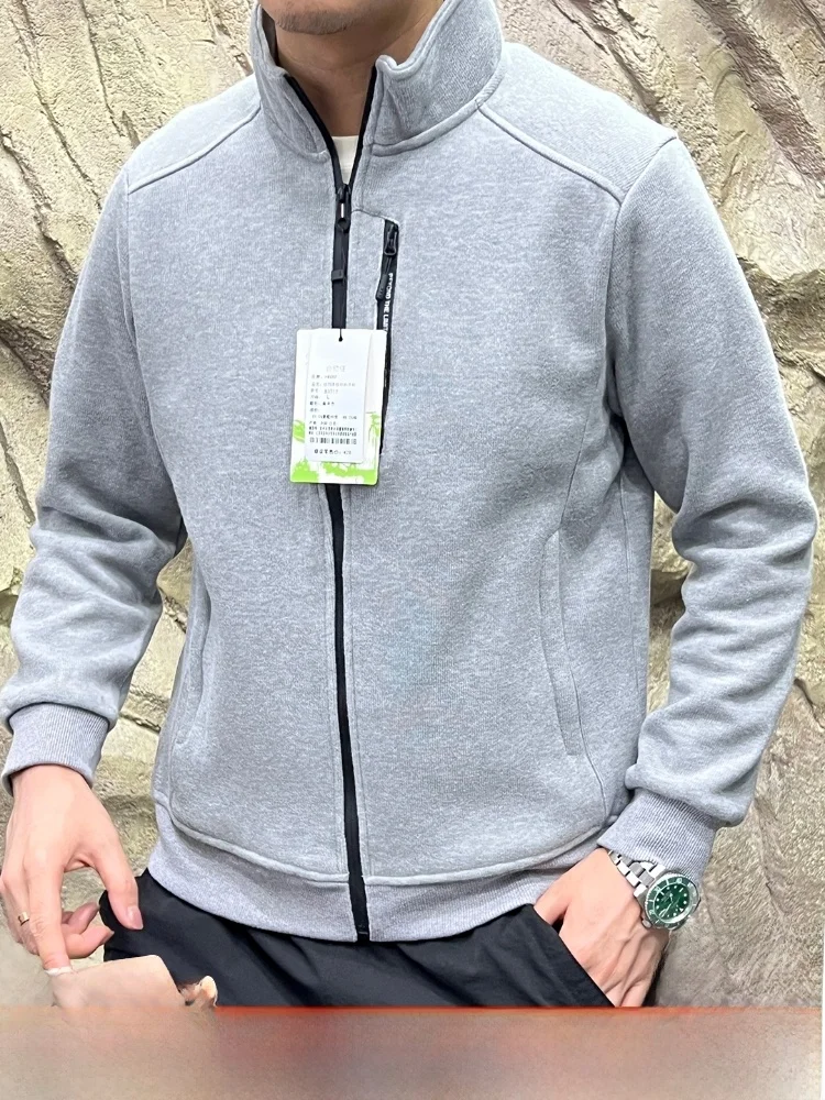 

Men's Fce Lined Stand Collar Cardigan Sports Jaet Commute Sle Cosite Fabric Long Sve Stand Fit Jaet