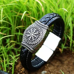 BEIER 2022 316L Stainless Steel Viking Scandinavian Norse Men's Leather Bracelet Bangle Fashion Jewelry High Quality Wholesale